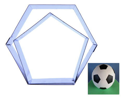 Juego de cortadores de pastel de fútbol (hexágono y pentágono) para cubrir pastel de pelota esférica